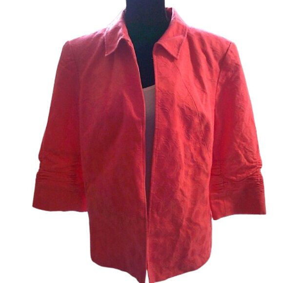 Coldwater Creek Blazer Womens 16 Textured Open Jacket Orange, Cotton, Lined - Picture 5 of 7